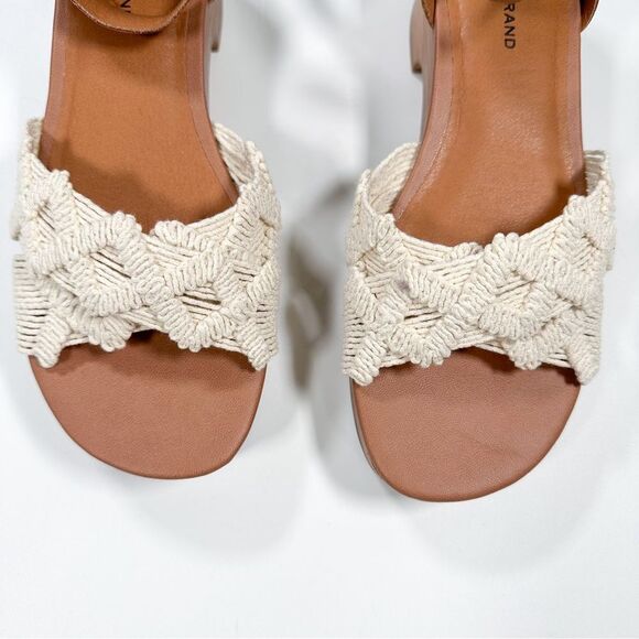 NEW Lucky Brand Sz 9 Famika Platform Sandals Chunky Knit Ankle Strap Leather - Picture 4 of 12
